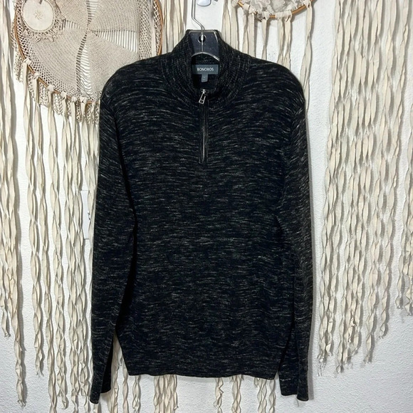 Bonobos Cotton/Cashmere Gray Variegated Knit Quarter Zip Pullover Size M - Picture 1 of 9